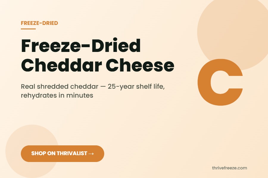 Freeze-dried cheddar cheese pantry shreds